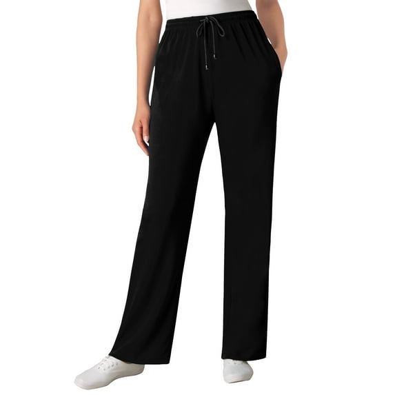 Woman Within Plus Size Tall Sport Knit Straight-Leg Pull-On Pants