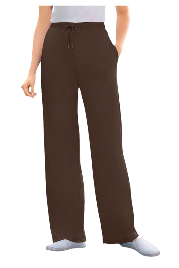 Plus Size Sport Knit Straight Leg Elastic Pant