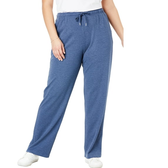 Woman Within Plus Size Tall Sport Knit Straight-Leg Pull-On Pants