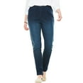 thumbnail image 1 of Woman Within Plus Size Straight Leg Elastic Waist Stretch Fineline Denim Jean (Petite & Tall Available), 1 of 6