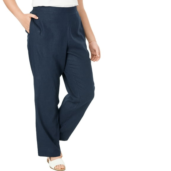 Woman Within Plus Size Tall Straight Leg Linen Pant