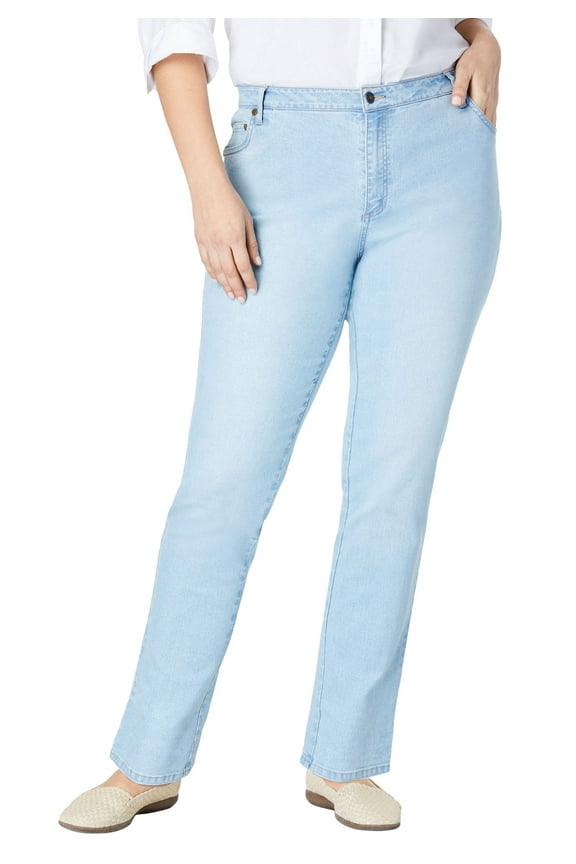 Plus Size Tall Straight-Leg Stretch Denim Five-Pocket Jeans