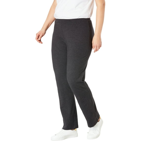 Woman Within Plus Size Tall Stretch-Cotton Knit Pull-On Bootcut Leggings