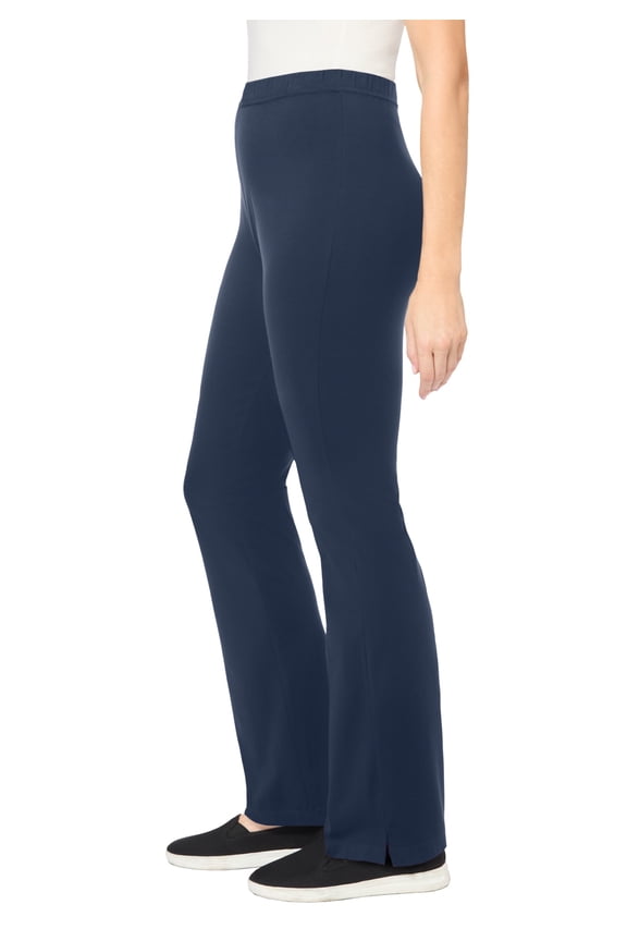 Plus Size Petite Stretch-Cotton Knit Pull-On Bootcut Leggings