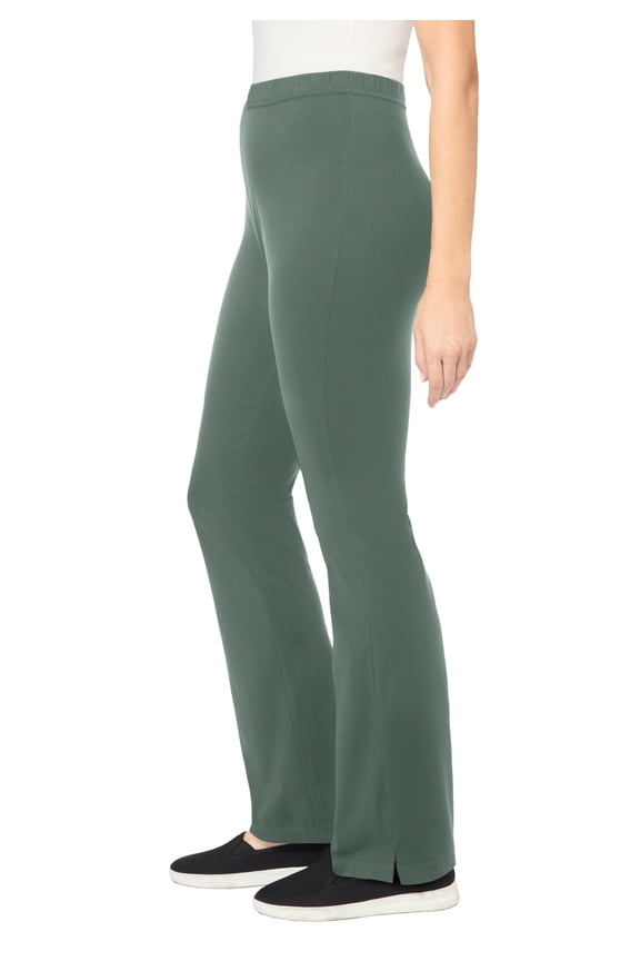 Plus Size Petite Stretch-Cotton Knit Pull-On Bootcut Leggings