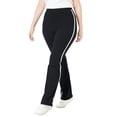 thumbnail image 1 of Woman Within Plus Size Stretch-Cotton Knit Pull-On Bootcut Side-Stripe Leggings, 1 of 6