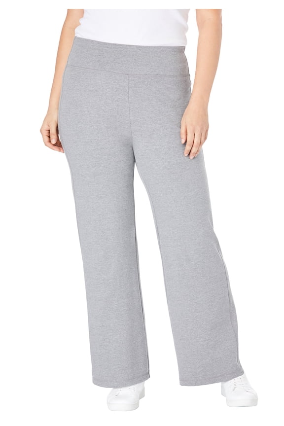 Plus Size Stretch-Cotton Knit Pull-On Wide-Leg Leggings