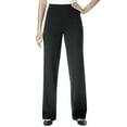 thumbnail image 1 of Woman Within Plus Size Tall Stretch Ponte Knit Pull-On Wide-Leg Pants, 1 of 5