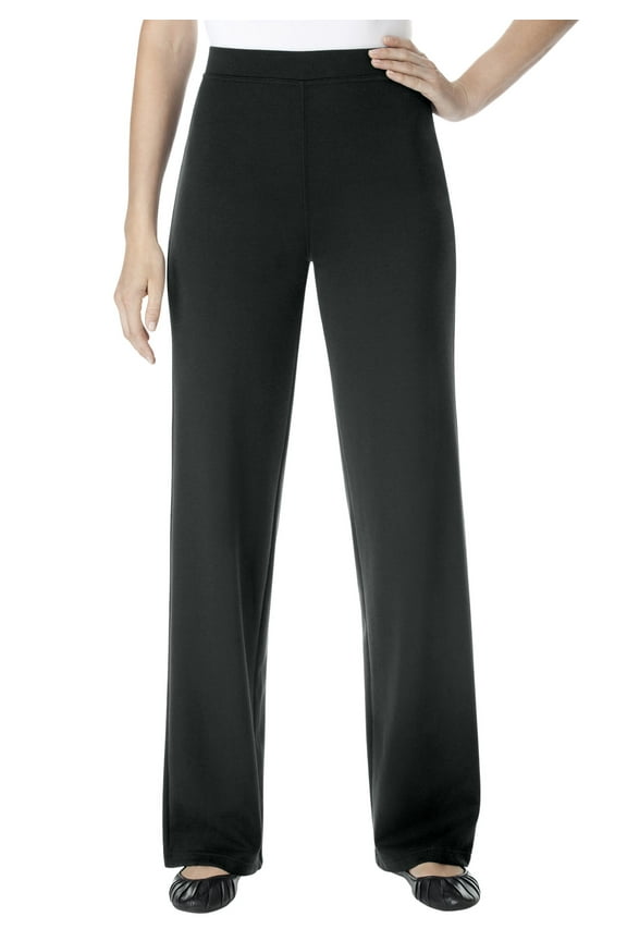 Plus Size Tall Stretch Ponte Knit Pull-On Wide-Leg Pants