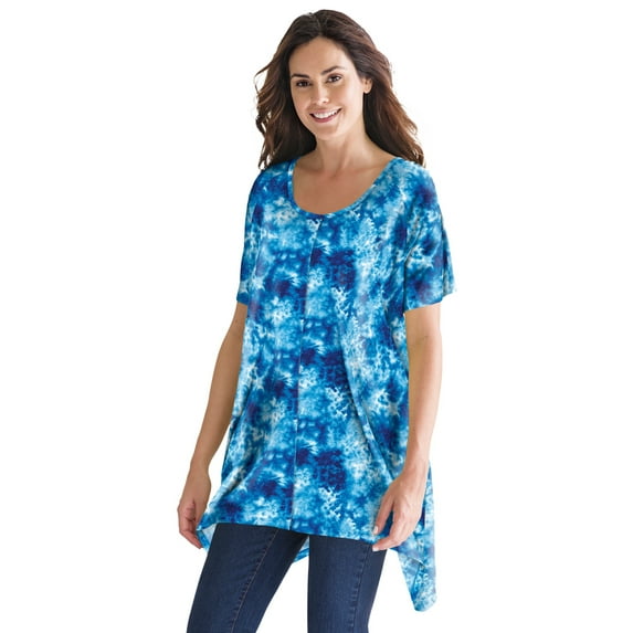Woman Within Plus Size Textured Pointed Hem Tunic