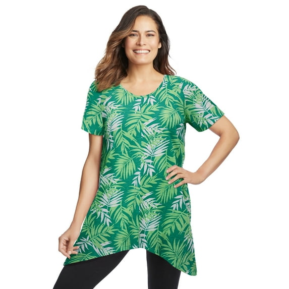 Woman Within Plus Size Textured Pointed Hem Tunic