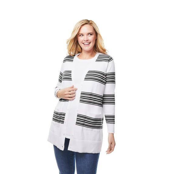Woman Within Women's Plus Size The Cotton Perfect Boyfriend Cardigan Sweater