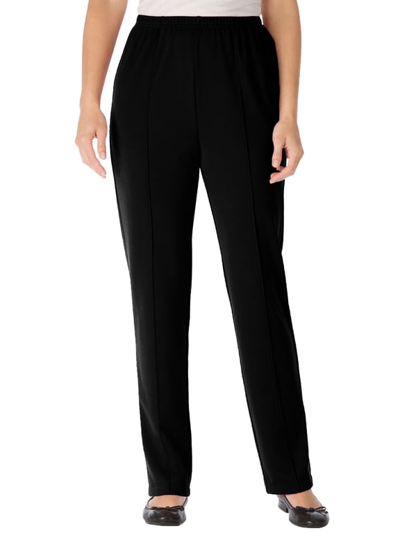 Plus Size Knit Hassle-Free Pull-On Elastic-Waist Pants