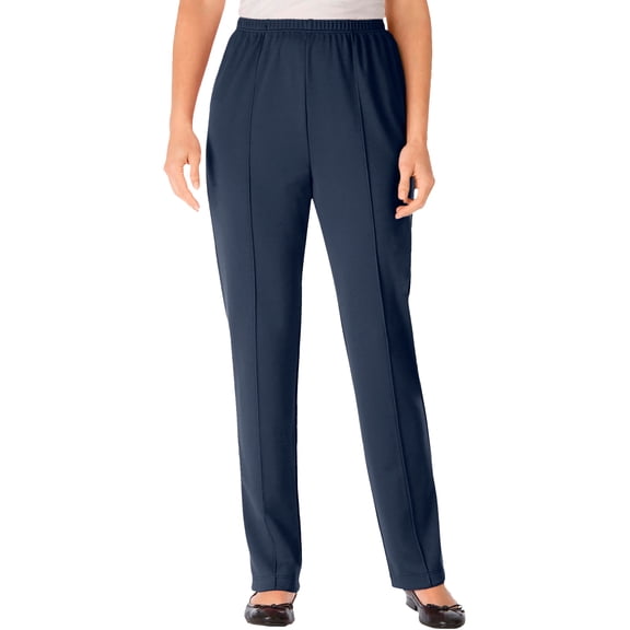 Woman Within Plus Size Knit Hassle-Free Pull-On Elastic-Waist Pants