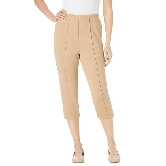 Woman Within Plus Size The Hassle-Free Soft Knit Capri