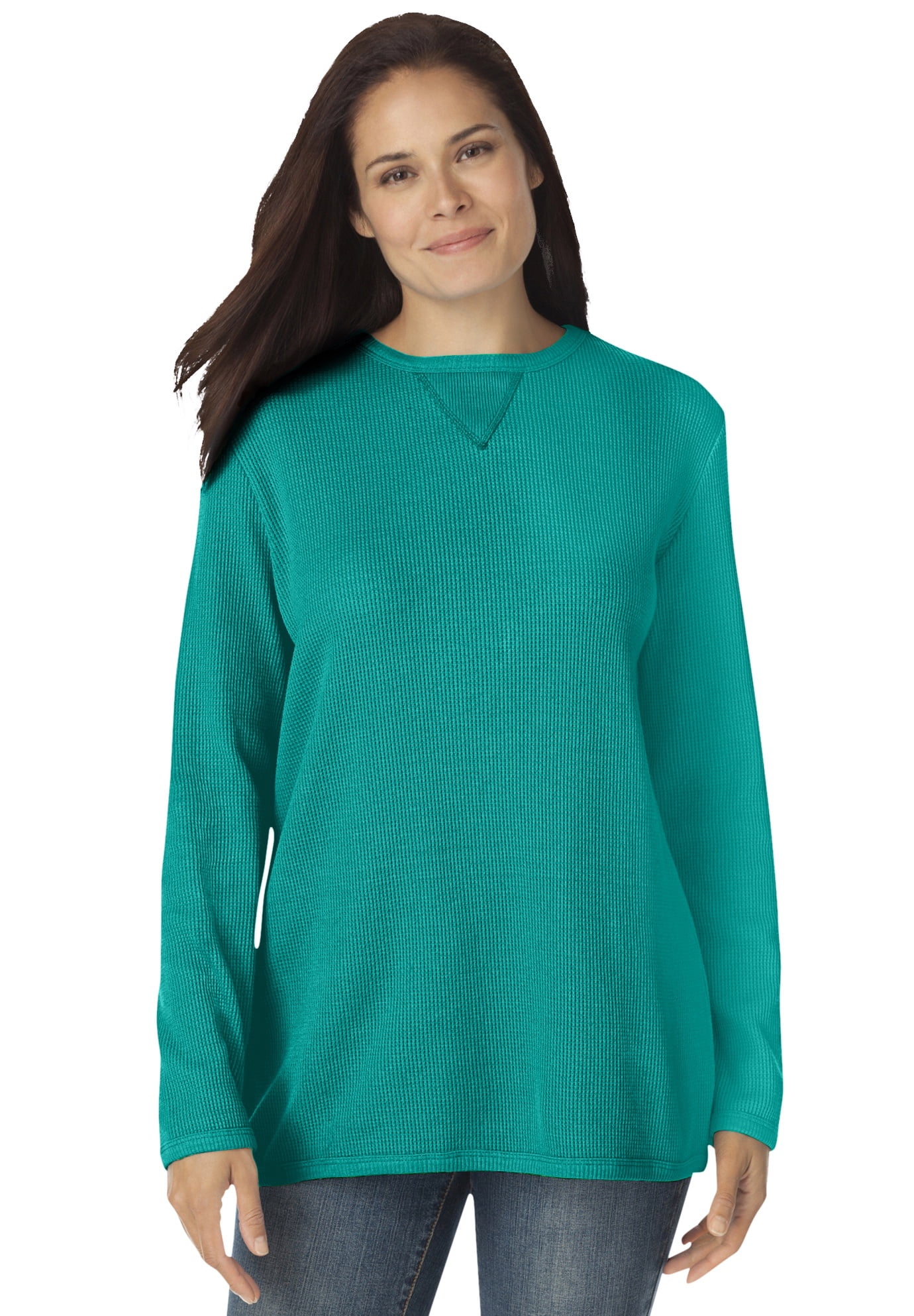 Woman Within Women s Plus Size Thermal Sweatshirt Sweatshirt