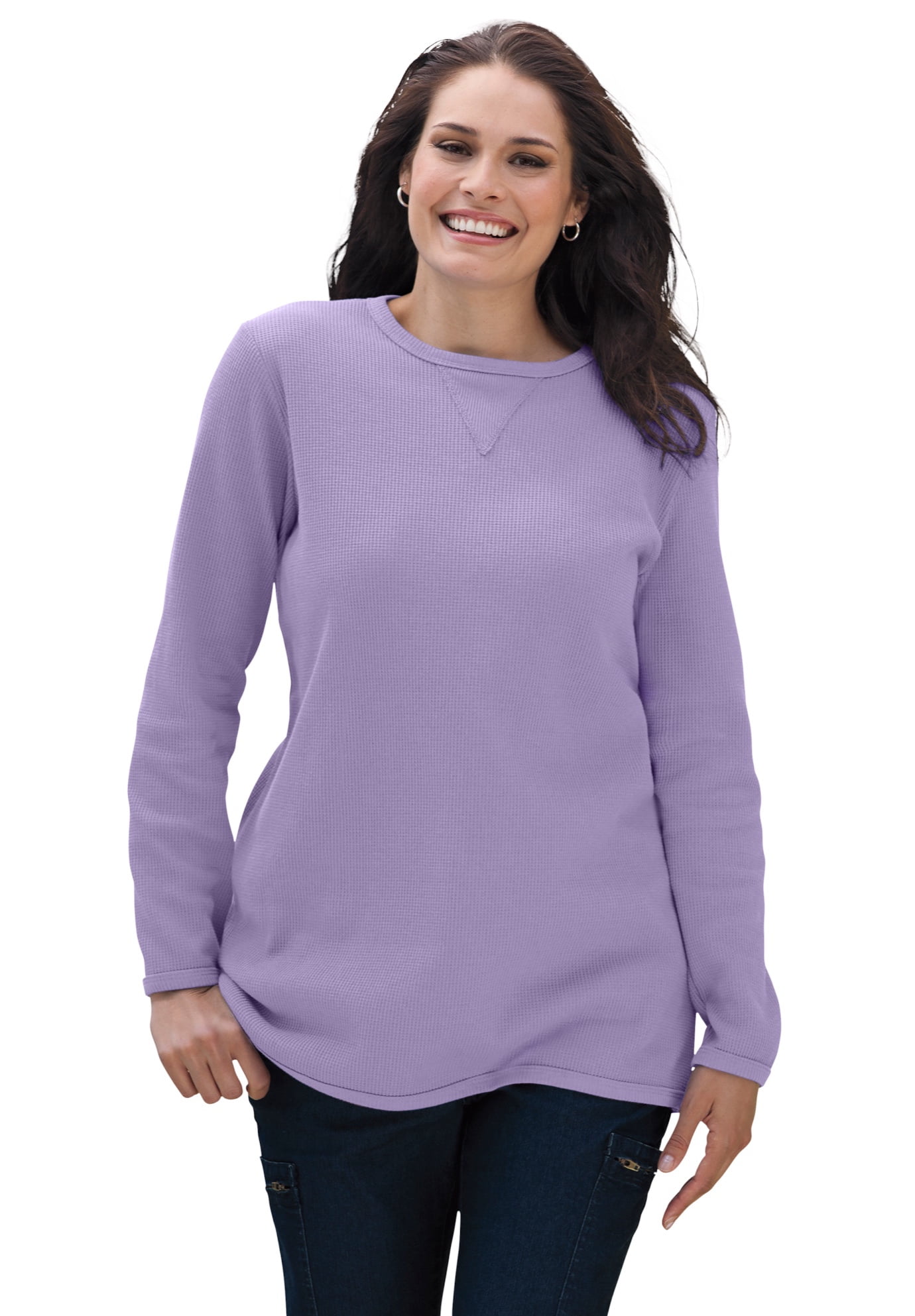 Woman Within Women's Plus Size Thermal Sweatshirt Sweatshirt
