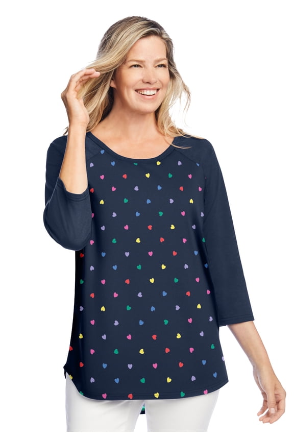 Plus Size Three-Quarter Sleeve Baseball Tee