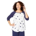 thumbnail image 1 of Woman Within Plus Size Three-Quarter Sleeve Baseball Tee, 1 of 6