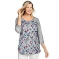 thumbnail image 1 of Woman Within Plus Size Three-Quarter Sleeve Baseball Tee, 1 of 6