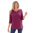 thumbnail image 1 of Woman Within Plus Size Three-Quarter Sleeve Thermal Sweatshirt, 1 of 5