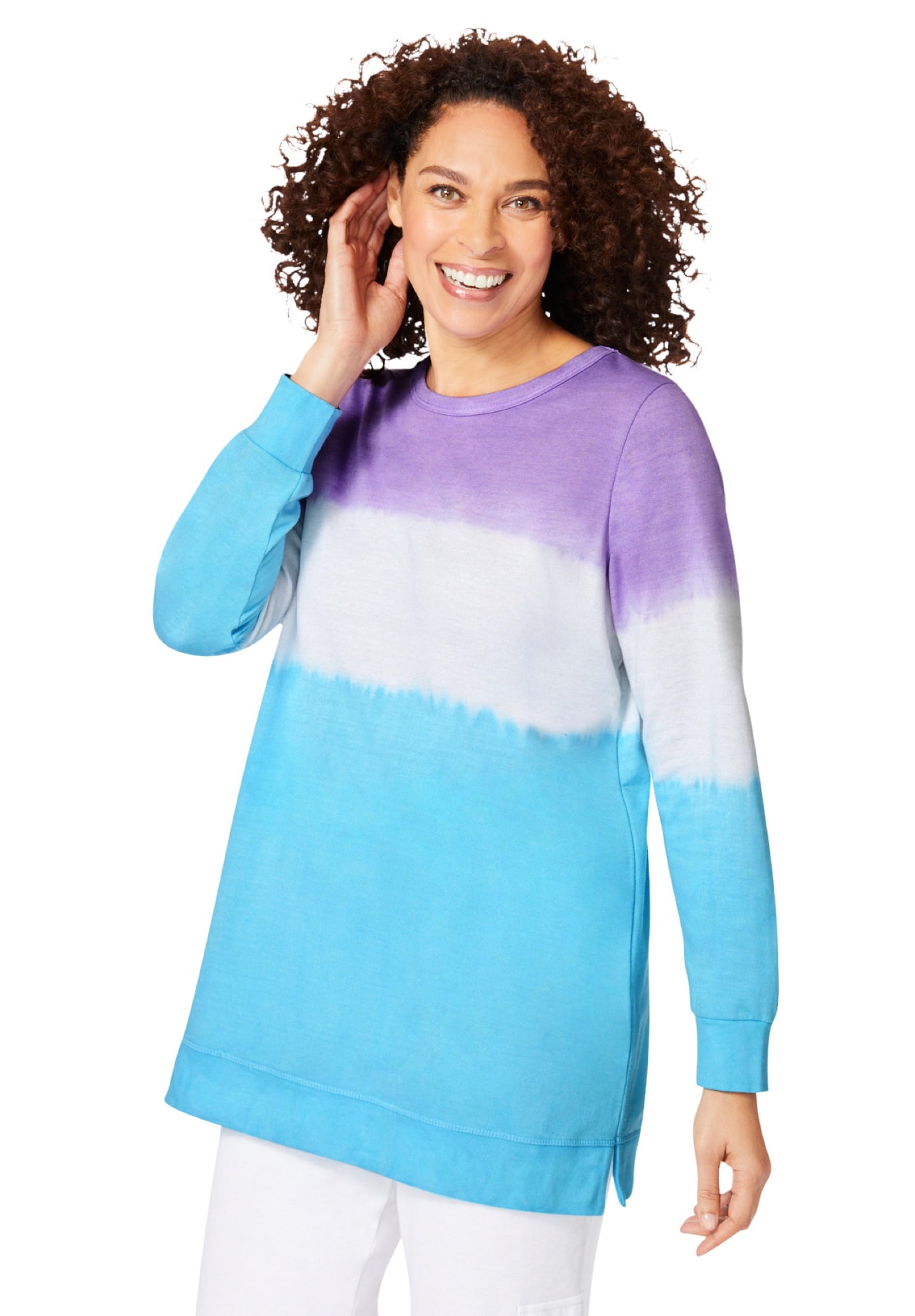 Woman Within Women's Plus Size Tie-dyed Knit Sweatshirt Tunic - 22 24 