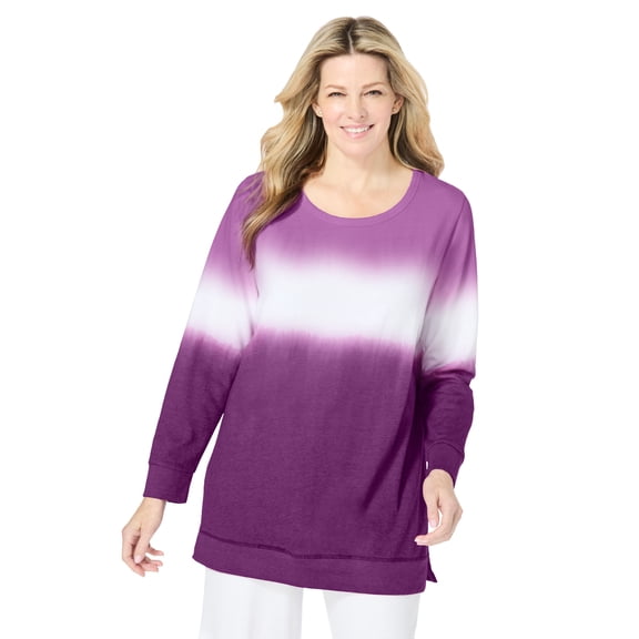 Woman Within Plus Size Tie-Dyed Knit Sweatshirt Tunic