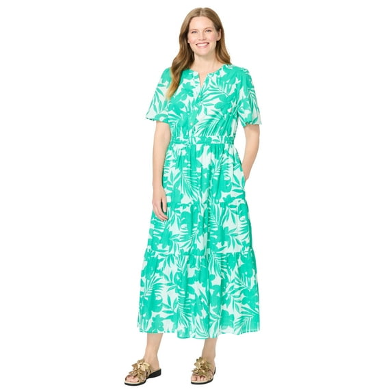 Woman Within Plus Size Tiered Midi Dress