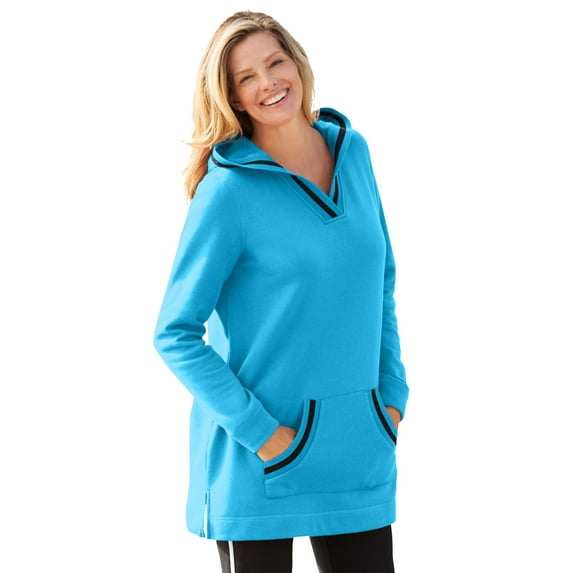 Woman Within Plus Size V-Neck Hoodie Sweatshirt