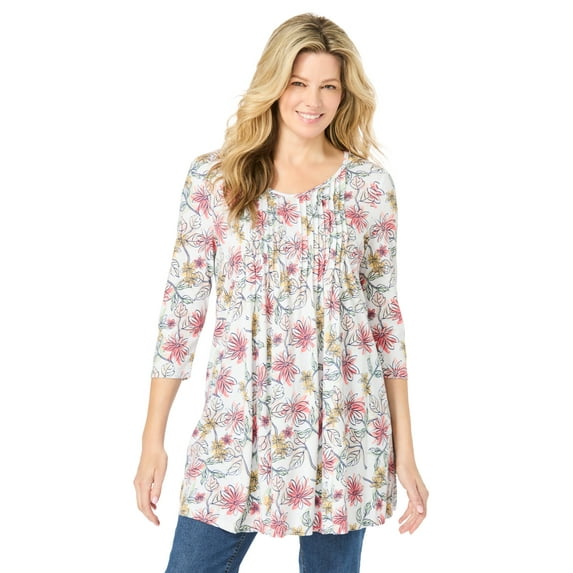 Woman Within Plus Size V-Neck Pintucked Tunic