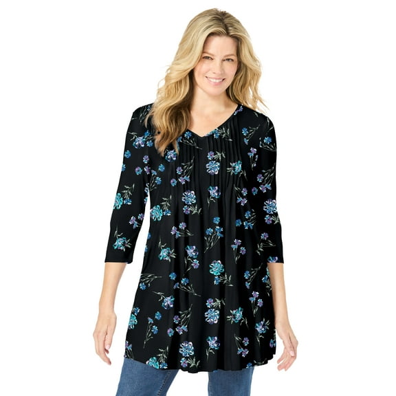 Woman Within Plus Size V-Neck Pintucked Tunic