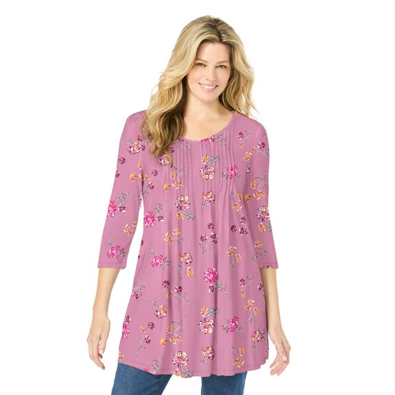 Woman Within Plus Size V-Neck Pintucked Tunic