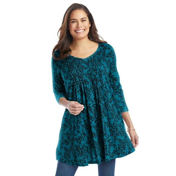 Woman Within Plus Size V-Neck Pintucked Tunic