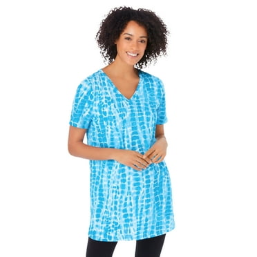 Woman Within Plus Size V-Neck Tie-Dye Tunic