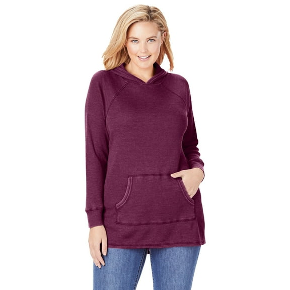 Woman Within Plus Size Waffle-Thermal Hoodie