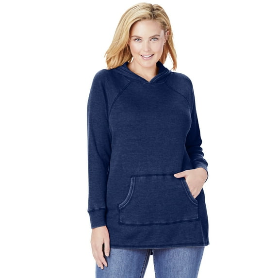 Woman Within Plus Size Waffle-Thermal Hoodie