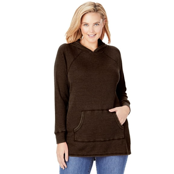 Woman Within Plus Size Waffle-Thermal Hoodie