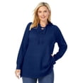 thumbnail image 1 of Woman Within Plus Size Waffle-Thermal Lace-Up Hoodie, 1 of 4