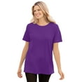 thumbnail image 1 of Woman Within Plus Size Waffle Thermal Satin Trim Tee, 1 of 5