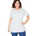 thumbnail image 1 of Woman Within Plus Size Waffle Thermal Satin Trim Tee, 1 of 6