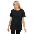thumbnail image 1 of Woman Within Plus Size Waffle Thermal Satin Trim Tee, 1 of 6