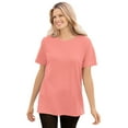 thumbnail image 1 of Woman Within Plus Size Waffle Thermal Satin Trim Tee, 1 of 6