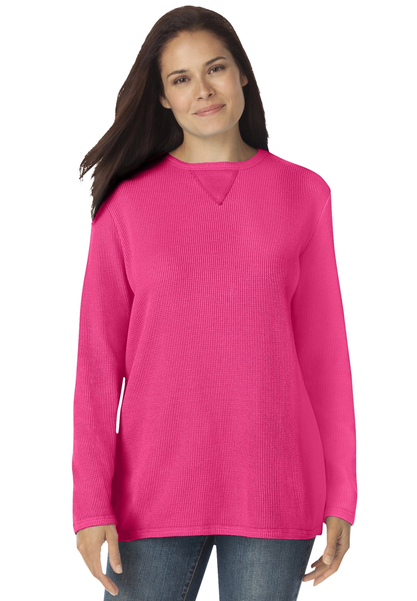 Wavlynn Women's Plush Lined Knit Sweatshirt With Relaxed Fit Crew Neck Tunic Length
