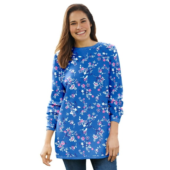 Woman Within Plus Size Ultra Soft Waffle Thermal Sweatshirt