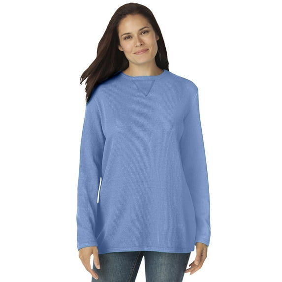 Woman Within Plus Size Ultra Soft Waffle Thermal Sweatshirt