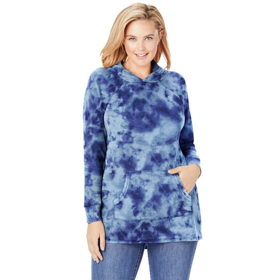 Woman Within Women's Plus Size Waffle-Thermal Hoodie