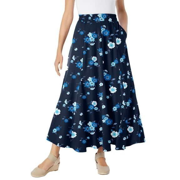 Woman Within Plus Size Wide Elastic Waist Skirt