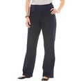 thumbnail image 1 of Woman Within Plus Size Fineline Stretch Denim Wide-Leg Pull-On Jeans, 1 of 4