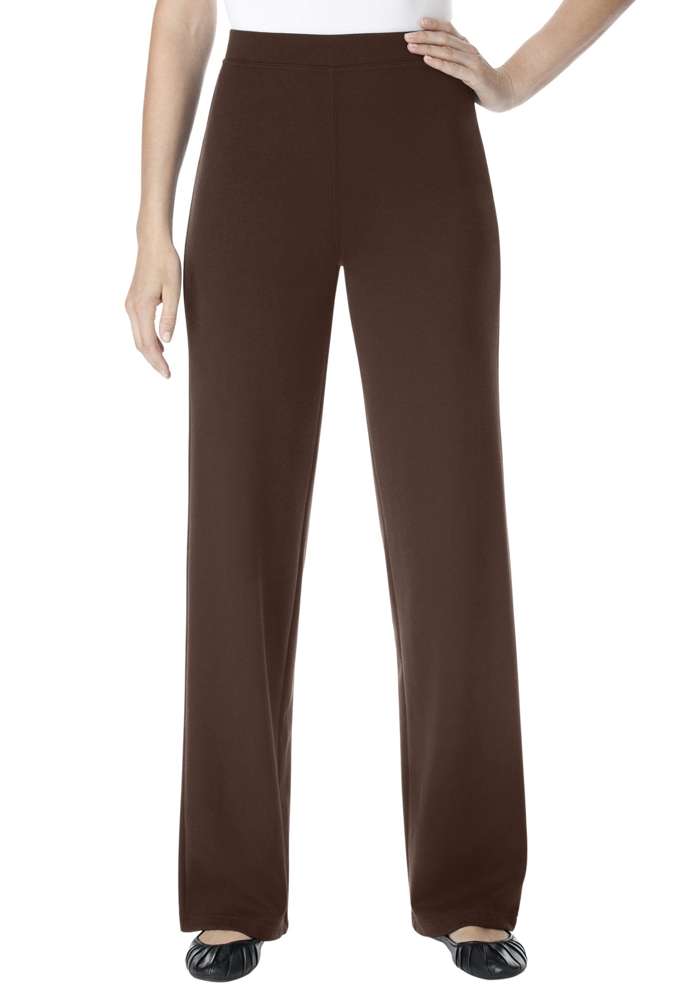 On The Plus Side - Wide Leg Cotton Knit Pants - Plus Size