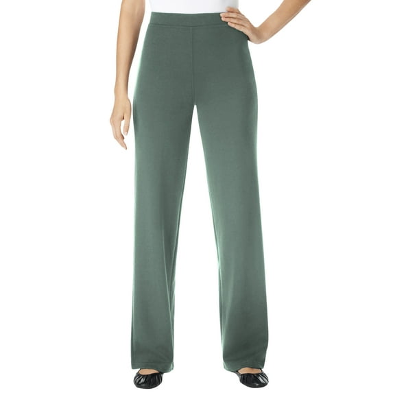 Woman Within Plus Size Stretch Ponte Knit Pull-On Wide-Leg Pants